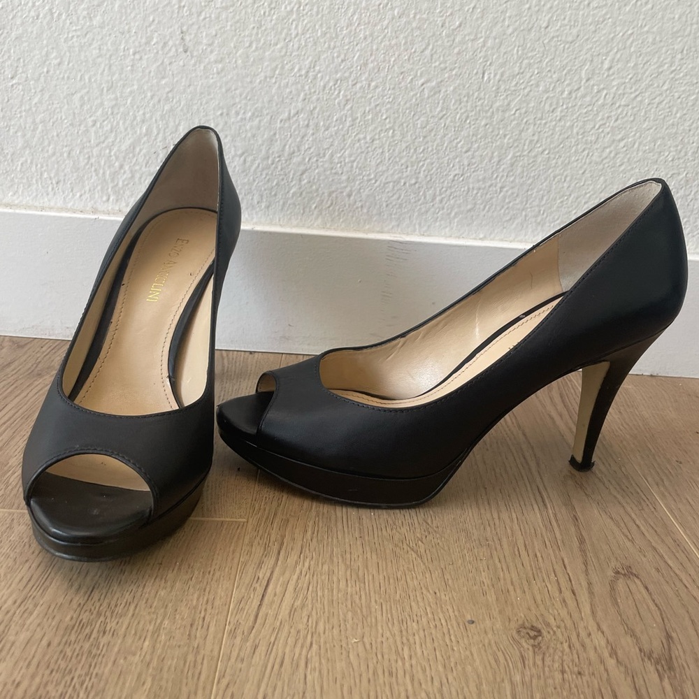 EnzoAngiolini Black Open Toe Heels